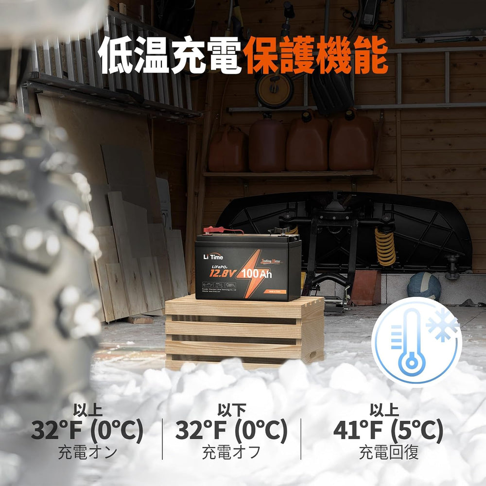 LiTime 12V 100Ah エレキモーター用リン酸鉄リチウムイオンバッテリー