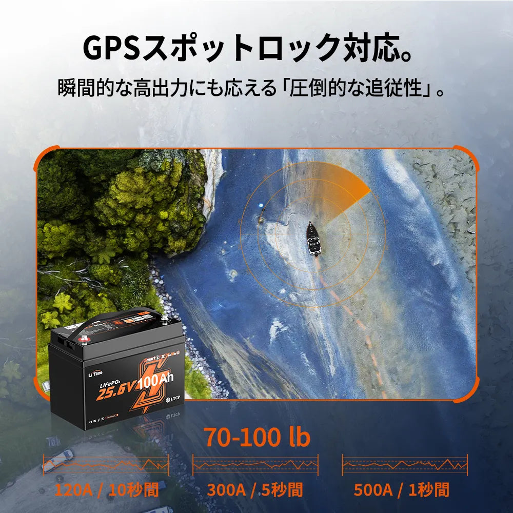 24V100Ah Bluetooth付きエレキモーターバッテリー