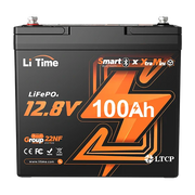 スマート管理可・さらに軽量12Vバッテリー100Ah、LiTime Xtra-Mini Bluetooth付きバッテリー