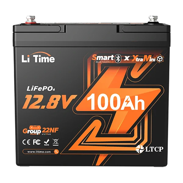 スマート管理可・さらに軽量12Vバッテリー100Ah、LiTime Xtra-Mini Bluetooth付きバッテリー