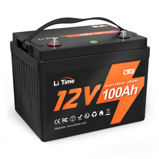 【スペシャル】LiTime 12V 100AhスマートOTCBリン酸鉄リチウムバッテリー、オン/オフスイッチ、低温遮断、