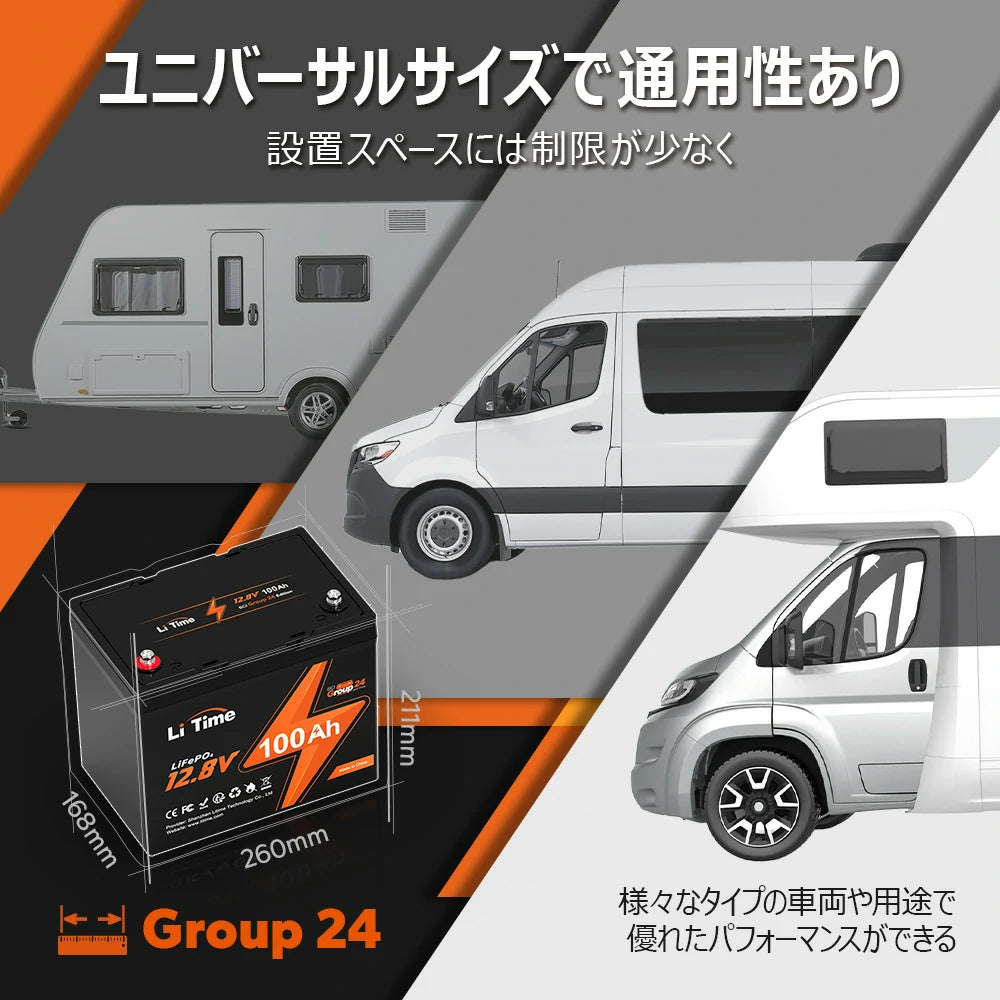 キャンピングカーサブバッテリーにおすすめの100ahLiFePO4バッテリー
