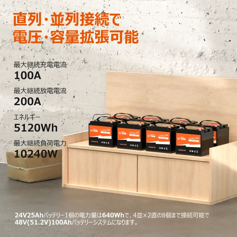 拡張可能なディープサイクルバッテリー 24V