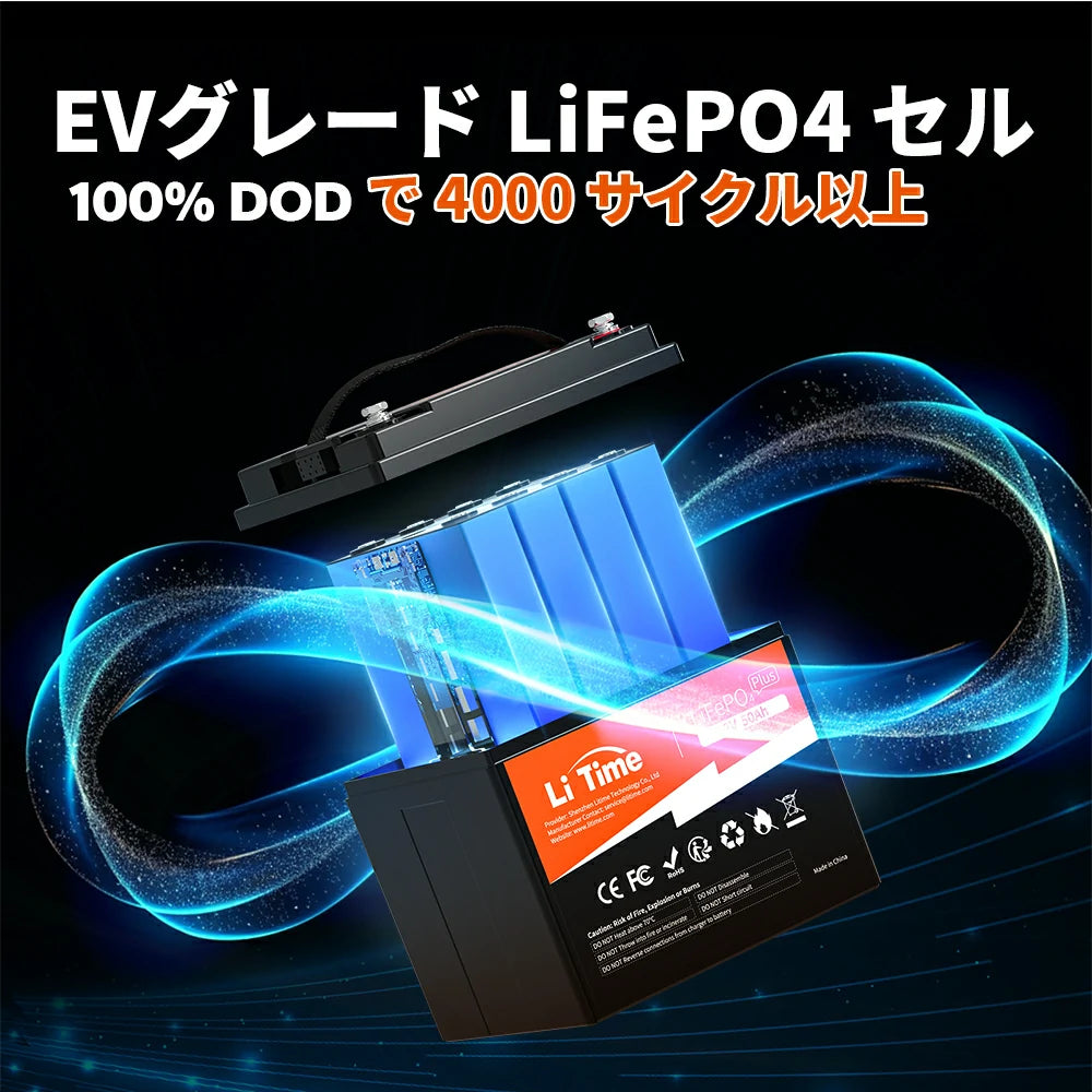 LiTime 12V50Ahリン酸鉄リチウムイオンバッテリー 640W出力 LiTime 12V 50Ah 電動リール用バッテリー – LiTime-JP