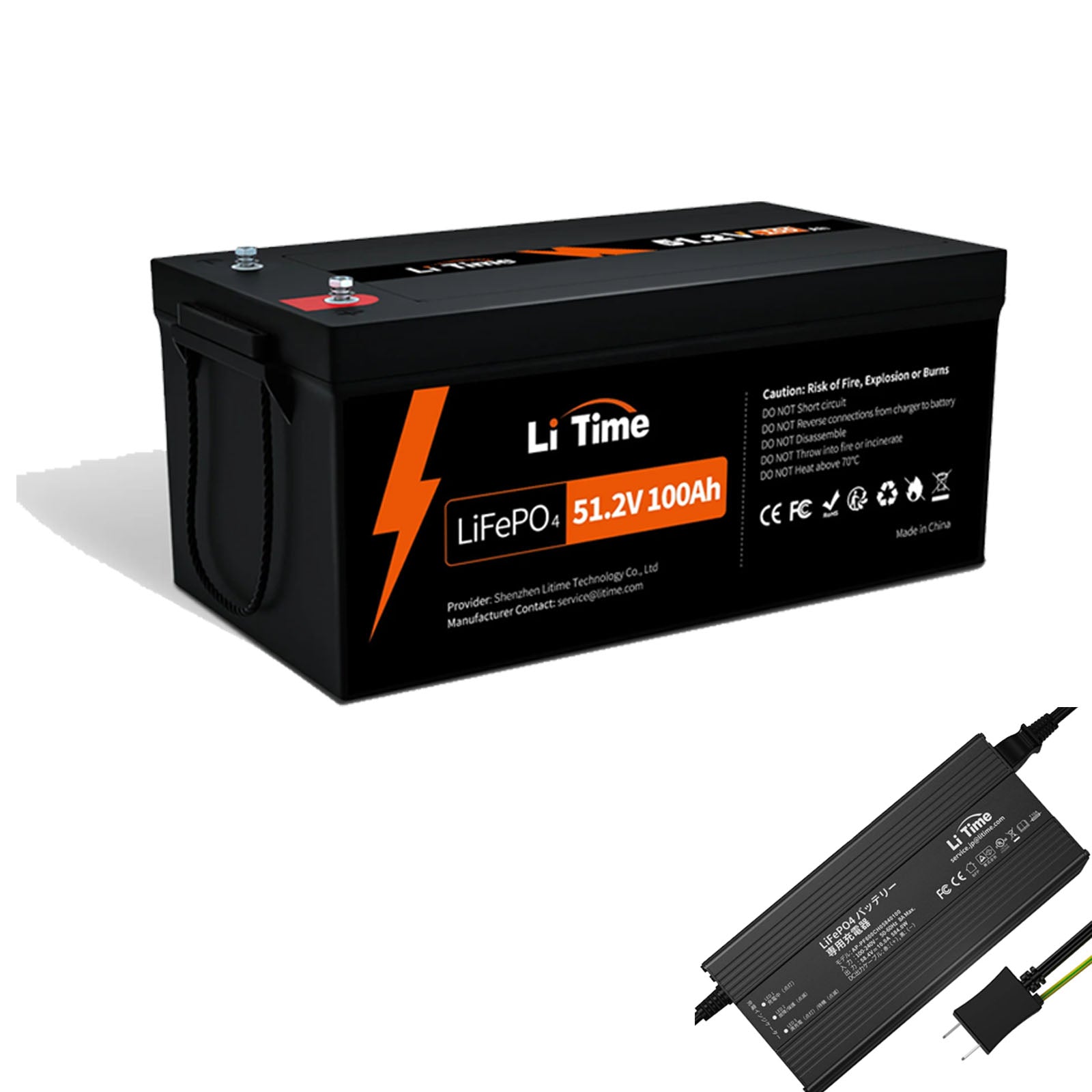LiTime 51.2V100Ah リン酸鉄リチウムイオンバッテリー 5120Wh LiFePO4 バッテリー - 48v100ah+58.4V  10A充電器をもらえる 別発送（4000円割引）