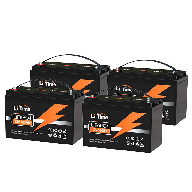LiTime 12V 100Ah LiFePO4 リン酸鉄リチウムイオンバッテリー 内蔵100A BMS - 4個（14.6V 10A充電器をもらえる  別発送）