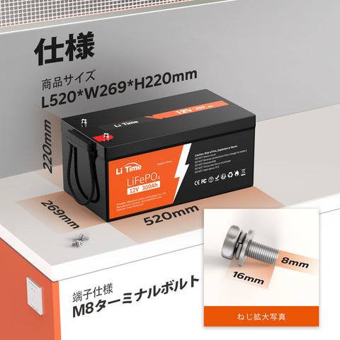 LiTime 12V 300Ah LiFePO4 リン酸鉄リチウムイオンバッテリー 内蔵200A BMS
